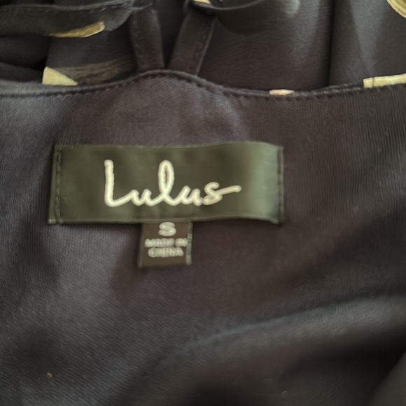 Lulus long navy cream print wrap around dress Size S - Picture 12 of 15